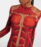 Jean Paul Gaultier Printed mesh maxi dress