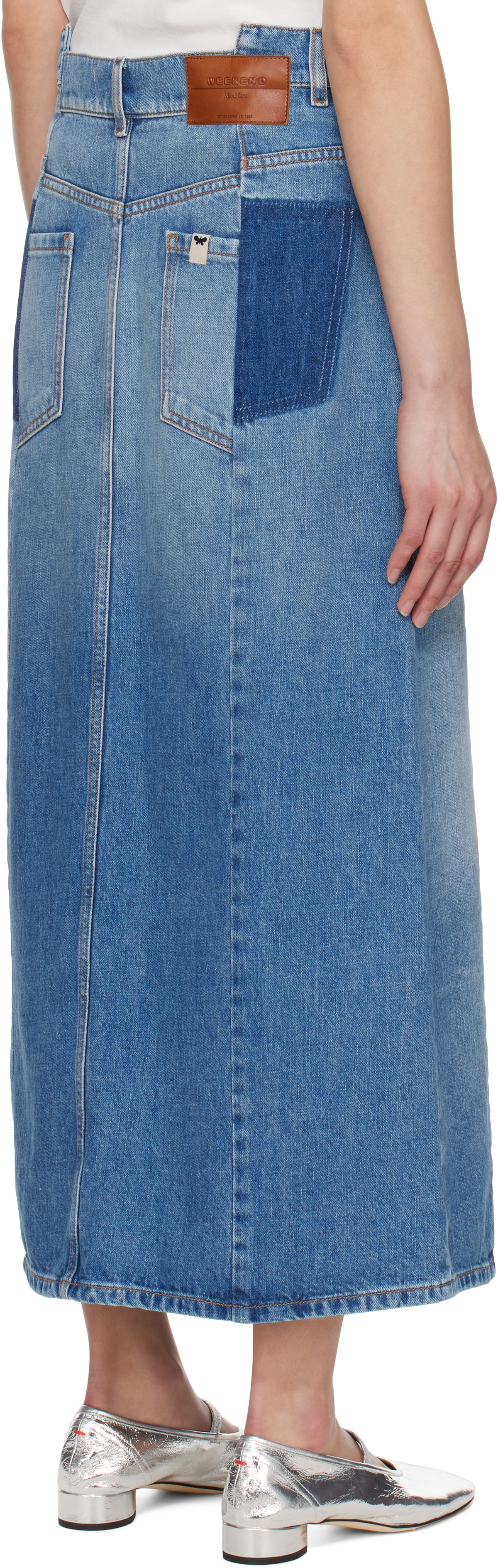 Weekend Max Mara Blue Gesso Denim Midi Skirt