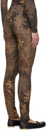 MM6 Maison Margiela Tan & Black Printed Leggings