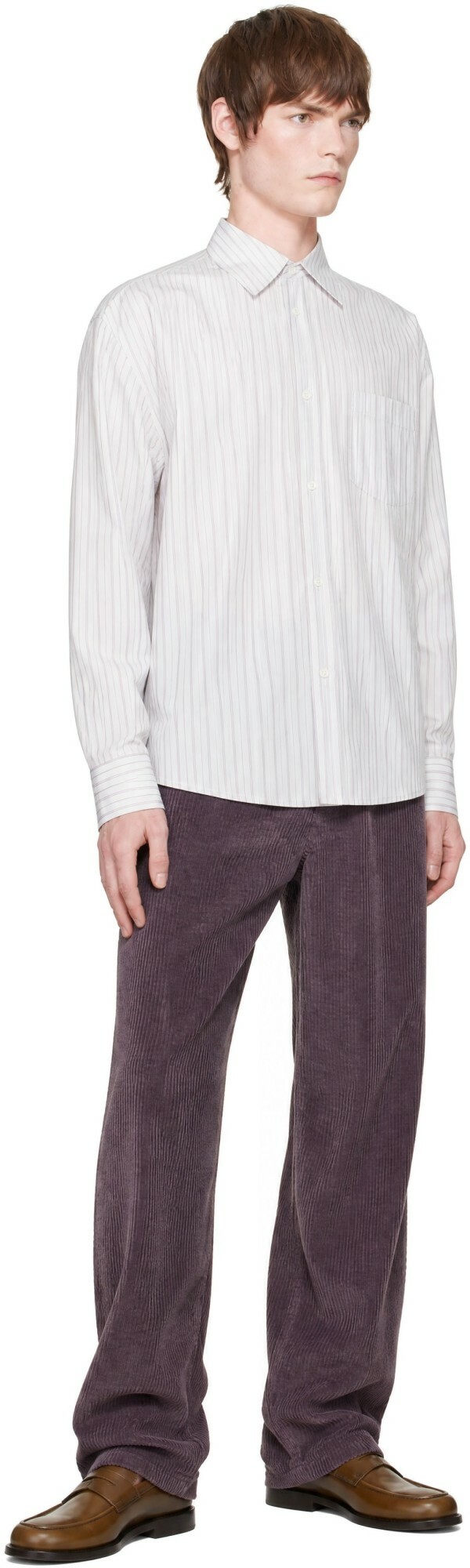 Marni White Techno Poplin Thin Stripe Shirt