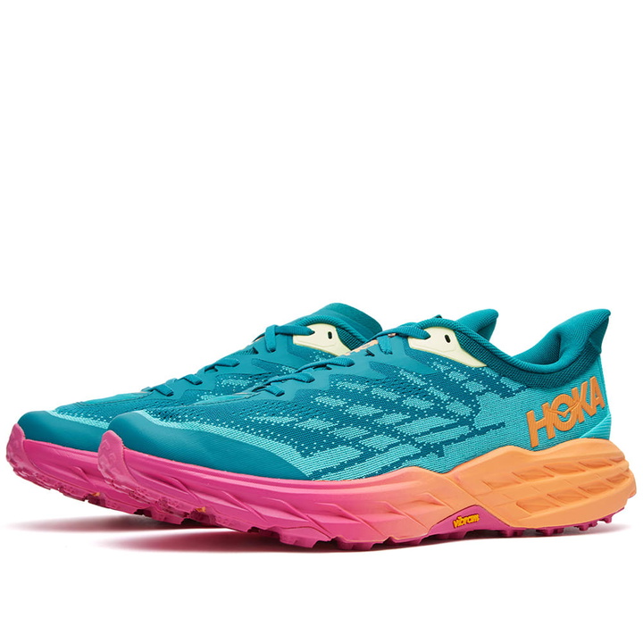 Photo: Hoka One One Men's Speedgoat 5 Sneakers in Deep Lake/Ceramic