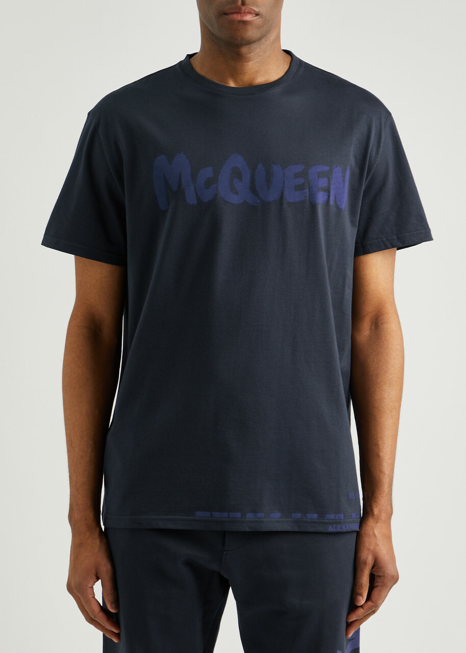Alexander Mcqueen Logo-print Cotton T-shirt Navy