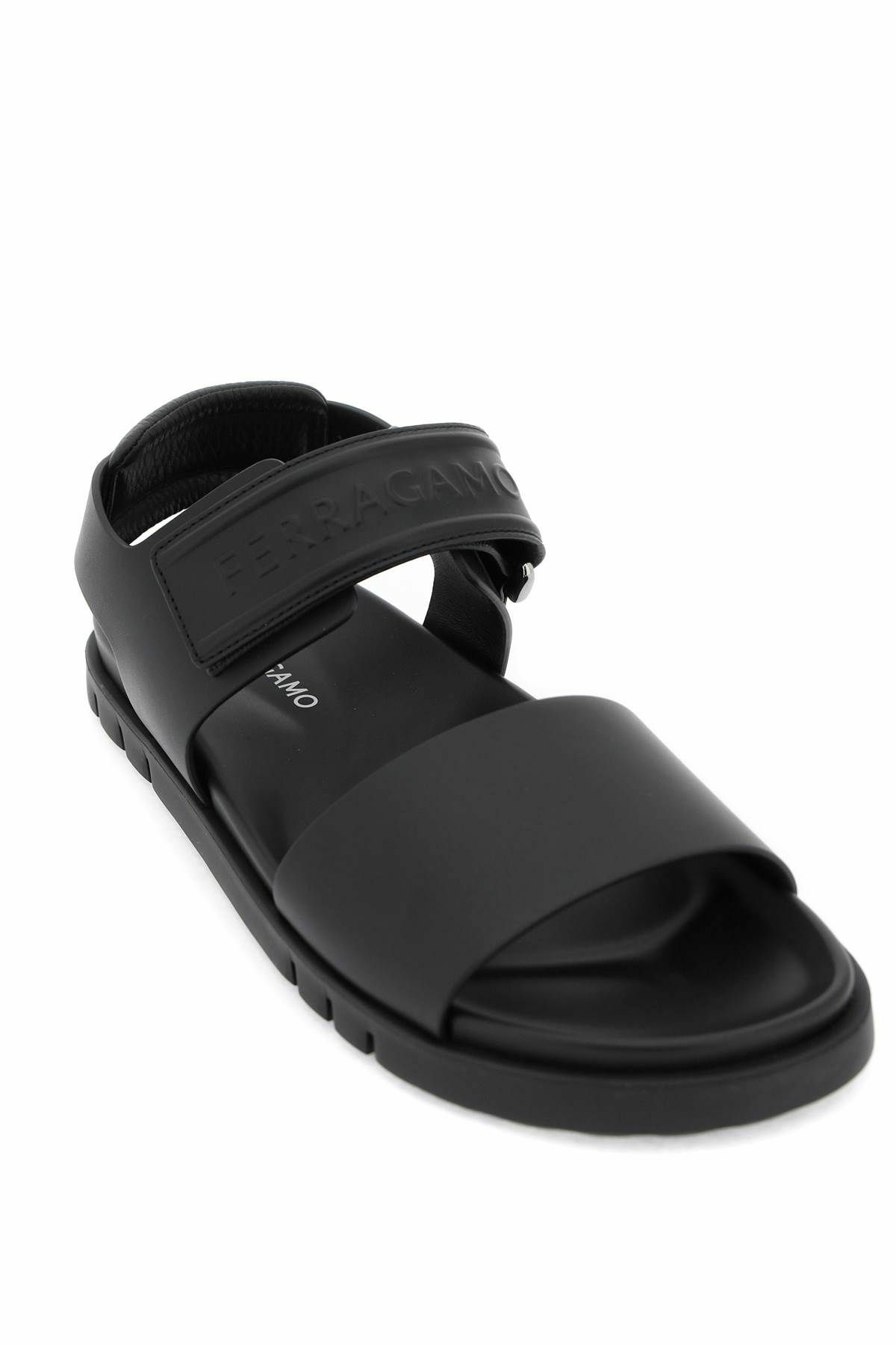 FERRAGAMO double strap sandals with stylish design Black