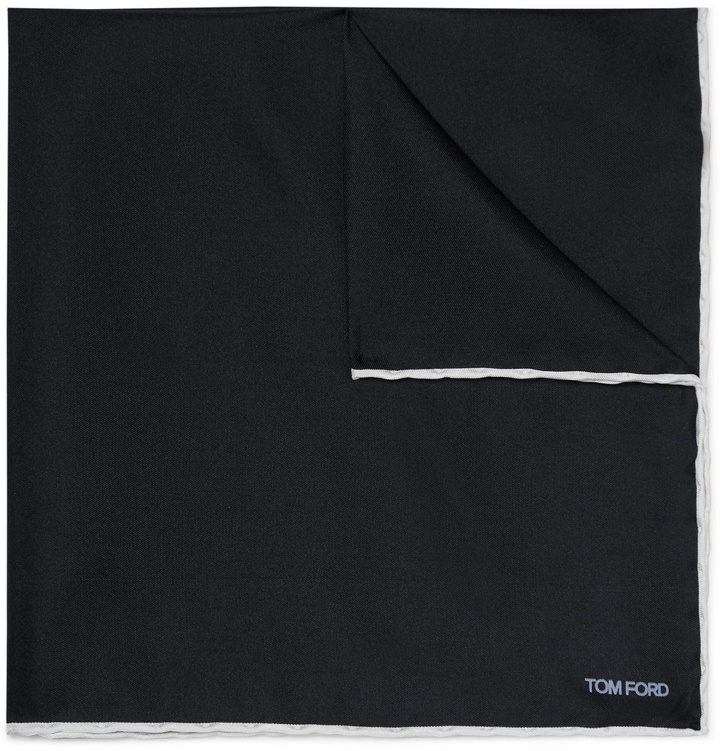 Photo: TOM FORD - Contrast-Tipped Silk-Twill Pocket Square - Midnight blue