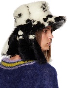 Marni White & Black Quilted Shearling Hat