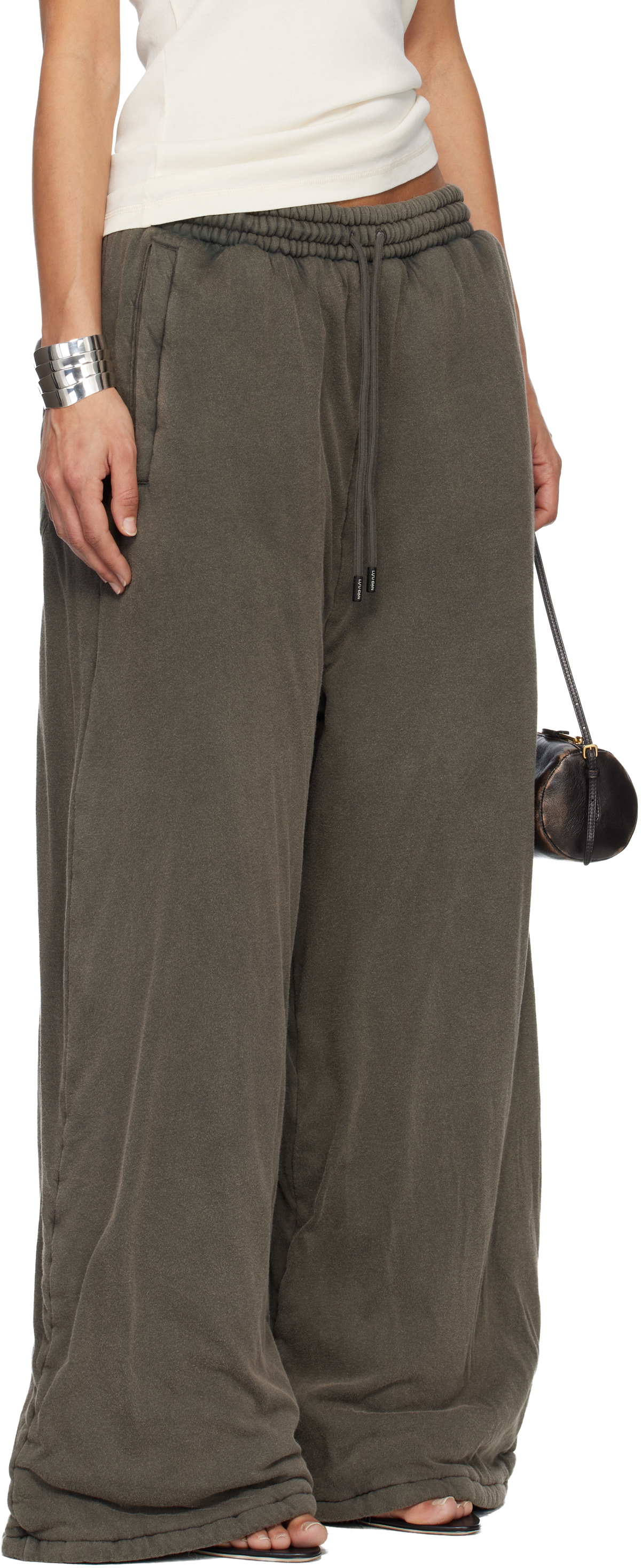 LU'U DAN Gray Wadded Bontans Sweatpants