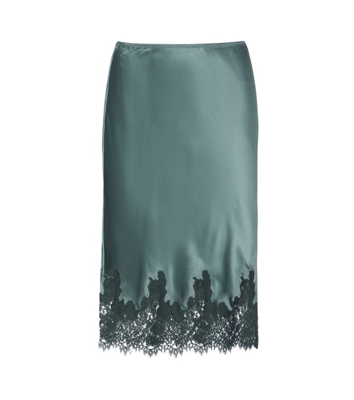 Photo: Dôen Elowette lace-trimmed silk satin midi skirt