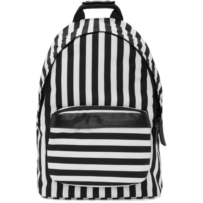 Photo: AMI Alexandre Mattiussi Black and White Striped Backpack