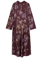Forte_forte Printed Satin Midi Dress Burgundy