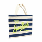 MC2 Saint Barth Blue Striped Cotton Bag With Fluo Yellow Logo