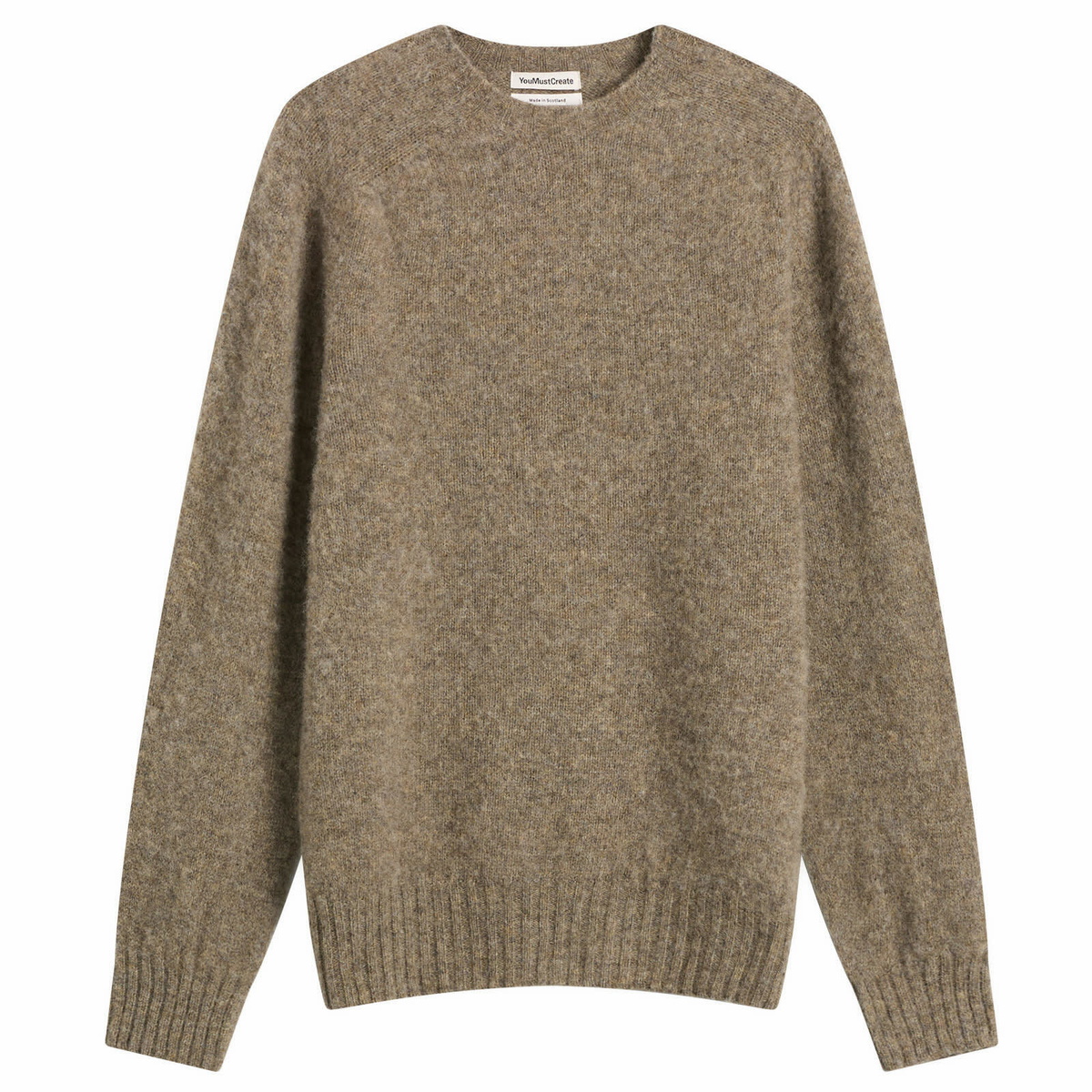 YMC Men's Suedehead Crew Neck Jumper in Brown