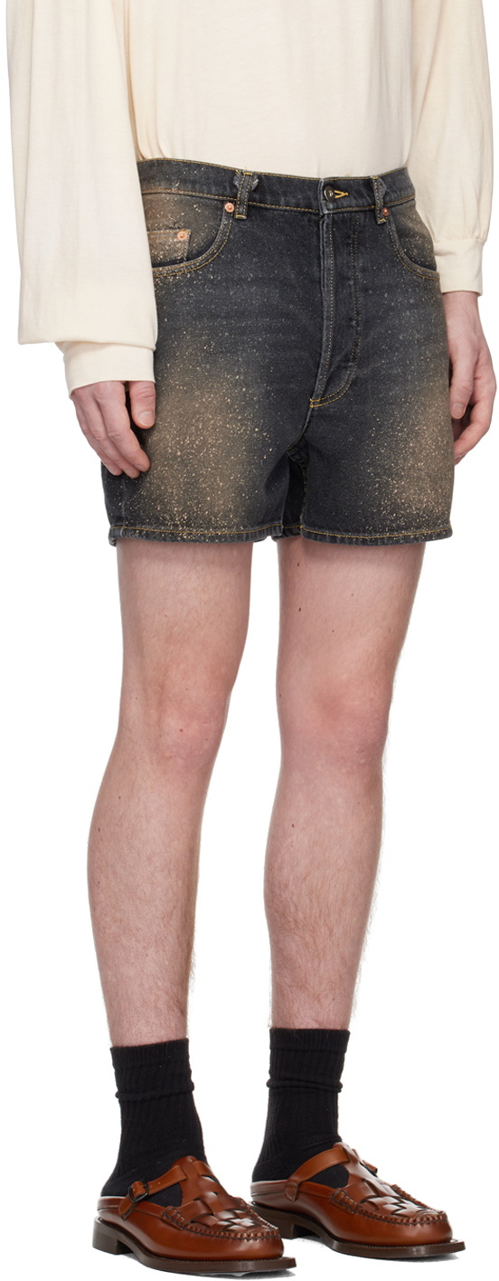 Magliano Black Paint Splatter Denim Shorts Magliano