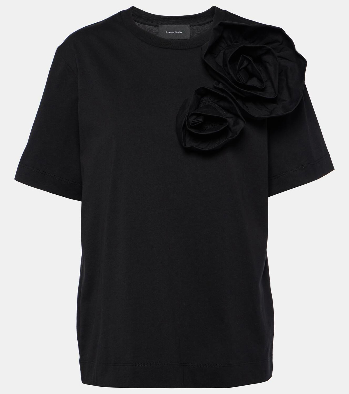 【関税込み】Simone Rocha ブラック Embellished Flower Tシャツ 27798199_57639605_600.jpg