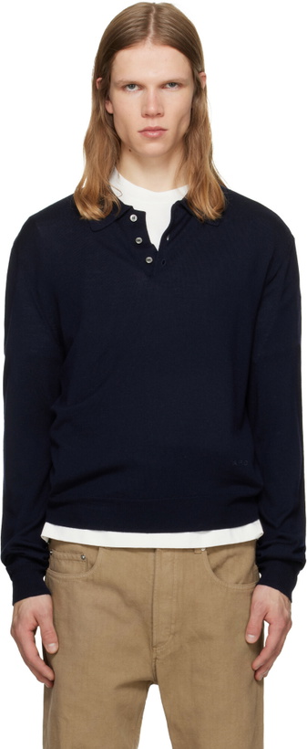Photo: A.P.C. Navy Riou Wool Polo
