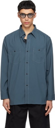 nanamica Navy Polyester Wool Field Shirt