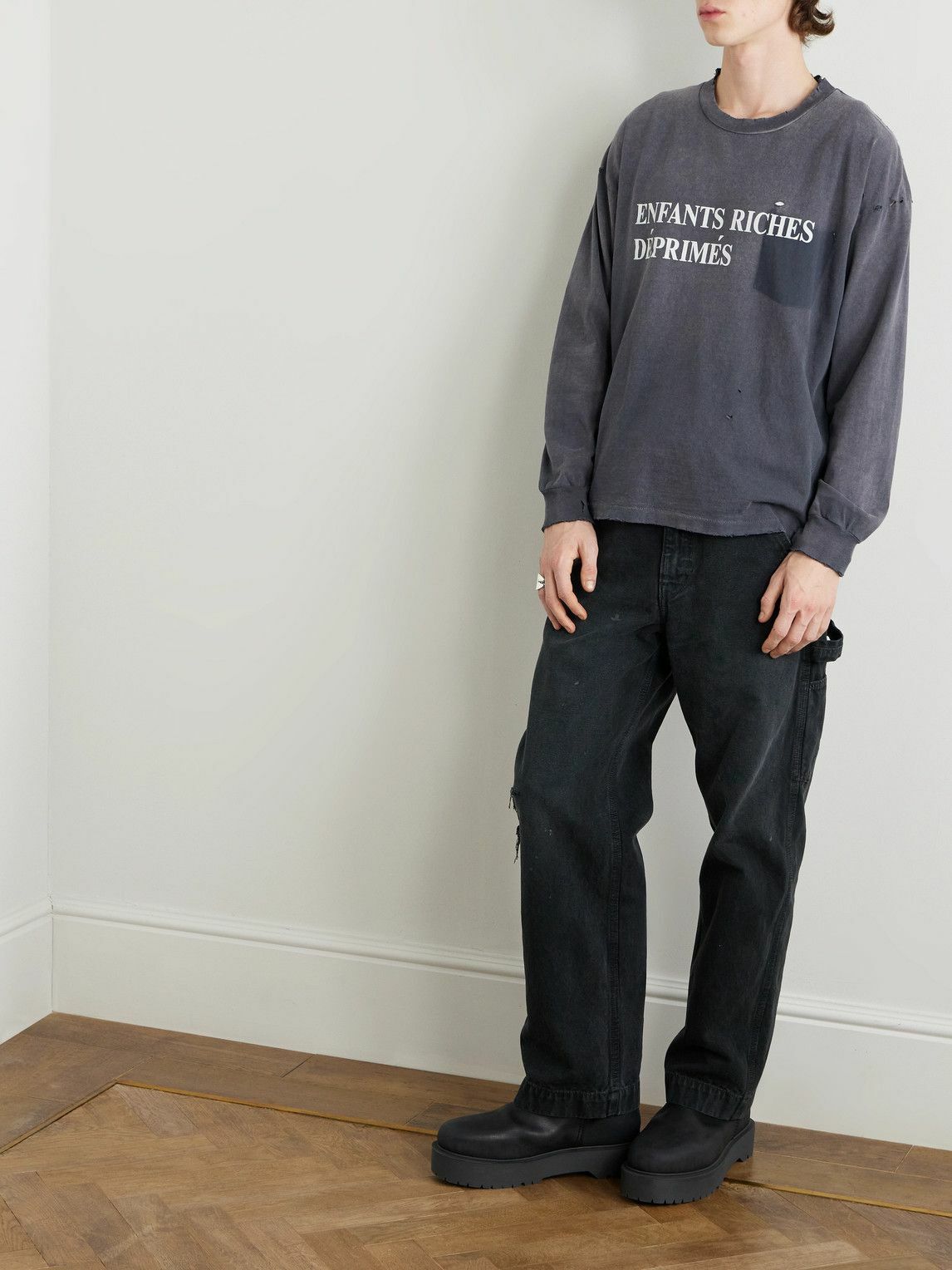 Enfants Riches Déprimés - Logo-Print Distressed Cotton