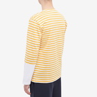 Comme des Garçons Play Men's Long Sleeve Stripe Contrast Sleeve Te in Yellow/White