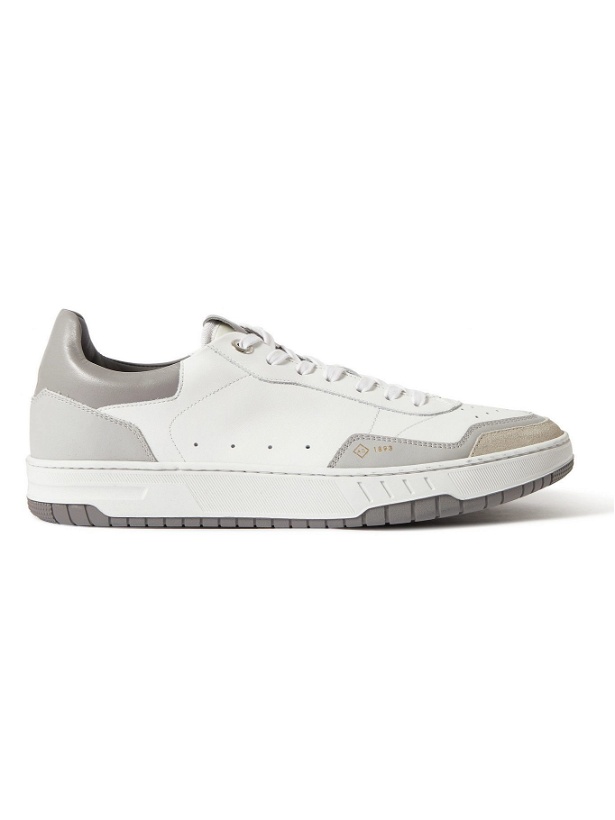 Photo: DUNHILL - Court Elite Suede-Trimmed Leather Sneakers - White
