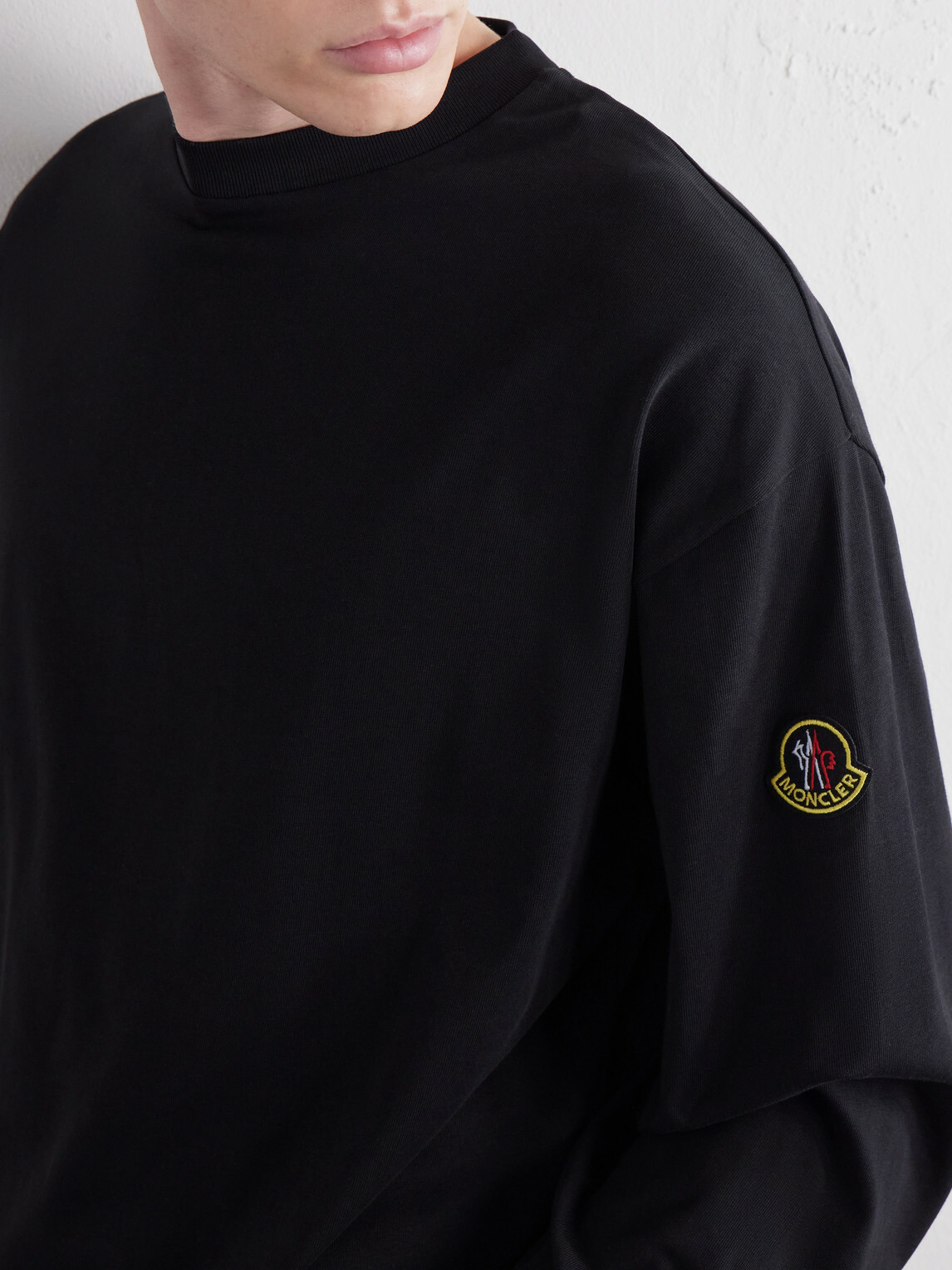 Moncler - Logo-Detailed Cotton-Jersey T-Shirt - Black