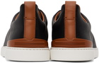 ZEGNA Black Triple Stitch Sneakers