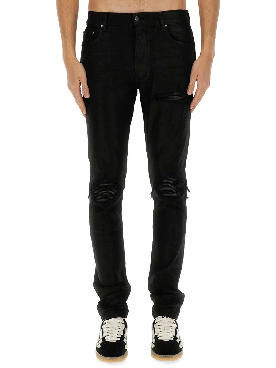 AMIRI Men's Ma Bar Logo Straight Jean in Stone Indigo Amiri