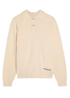 Picante Shaggy Logo-embroidered Cotton-blend Polo Jumper Ivory