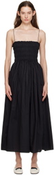 Matteau Black Shirred Maxi Dress