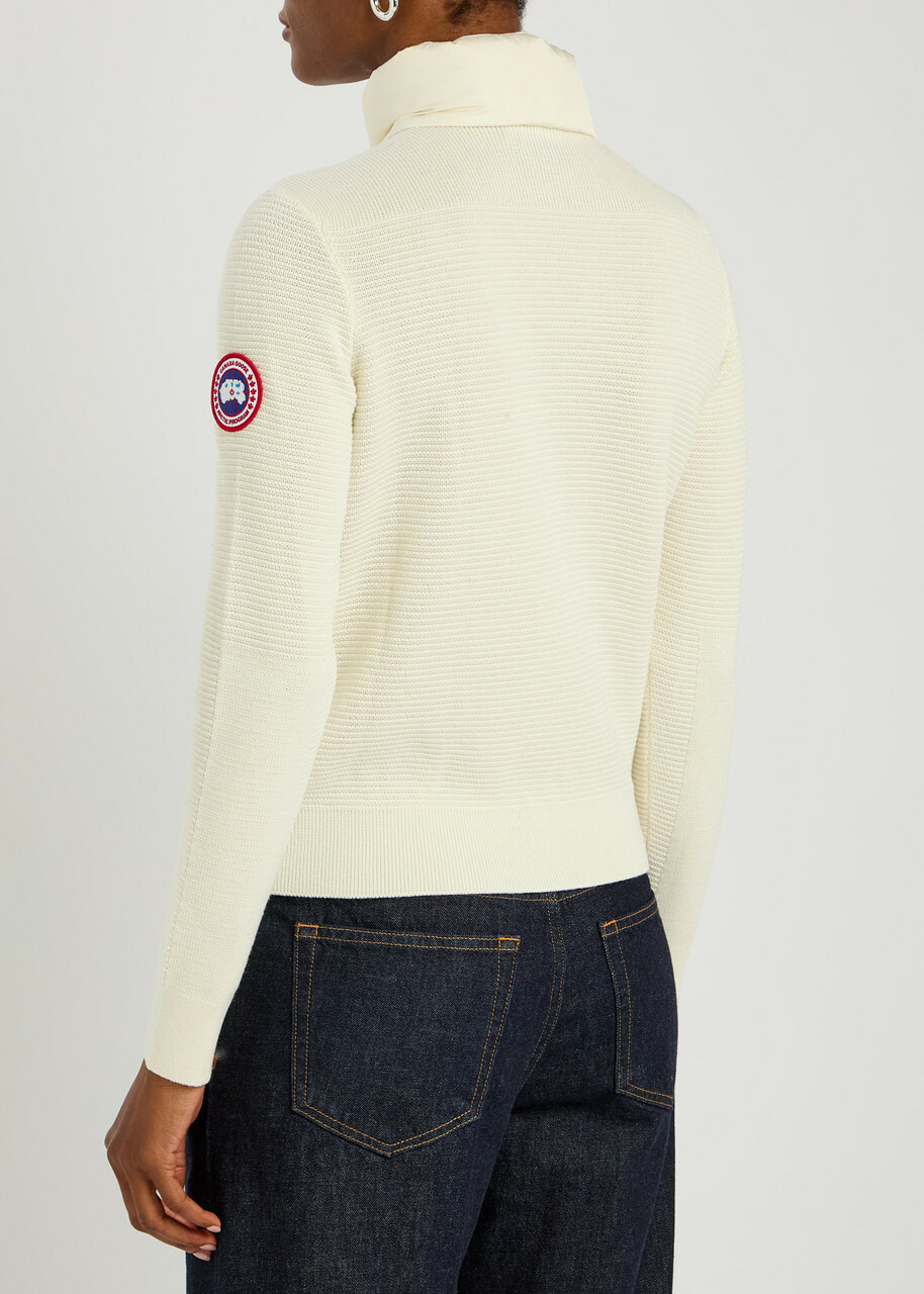 Canada Goose Hybridge Padded Shell and Wool-knit Jacket Cream