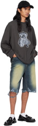 We11done Gray Necklace Teddy Long Sleeve T-Shirt