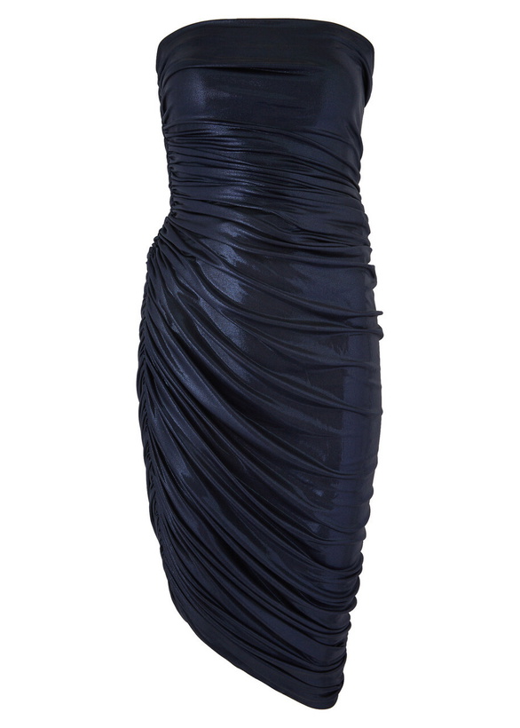 Photo: Norma Kamali Diana Strapless Satin-jersey Midi Dress Dark Navy