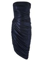 Norma Kamali Diana Strapless Satin-jersey Midi Dress Dark Navy