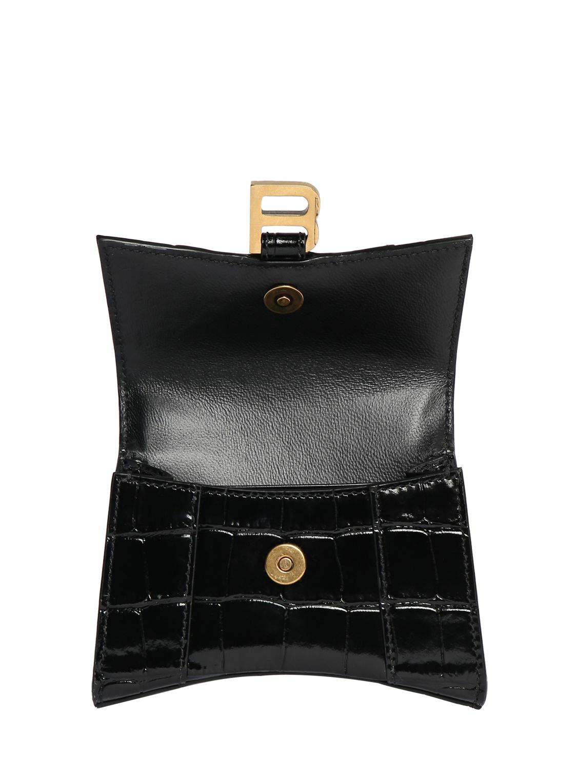 国内配送【BALENCIAGA】Hourglass ミニレザークロスボディバッグ Hourglass Mini leather crossbody bag in black - Balenciaga