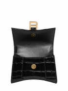 BALENCIAGA - Mini Hourglass Croc Embossed Leather Bag