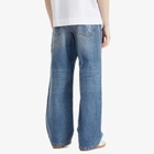 Palm Angels Men's Curved Logo Loose Jeans in Light Blue