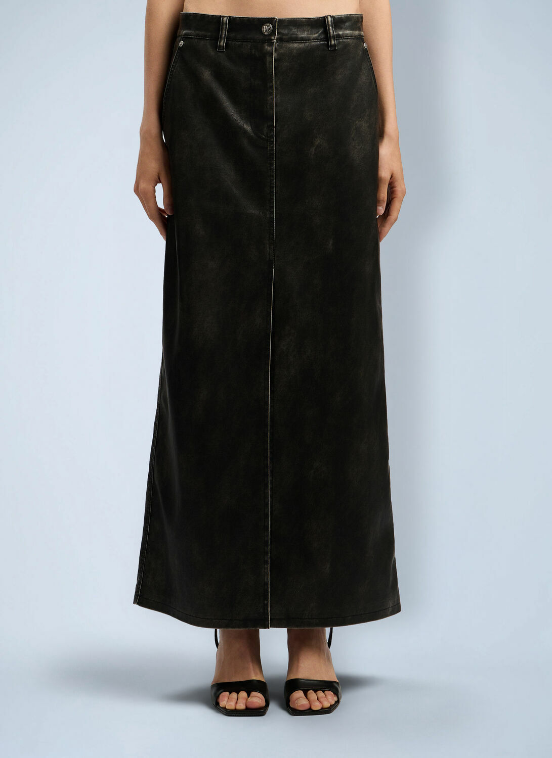 Palm Angels Curved Logo Coated Long Skirt