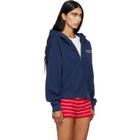Sporty & Rich Navy Vendome LA Embroidered Zip Hoodie
