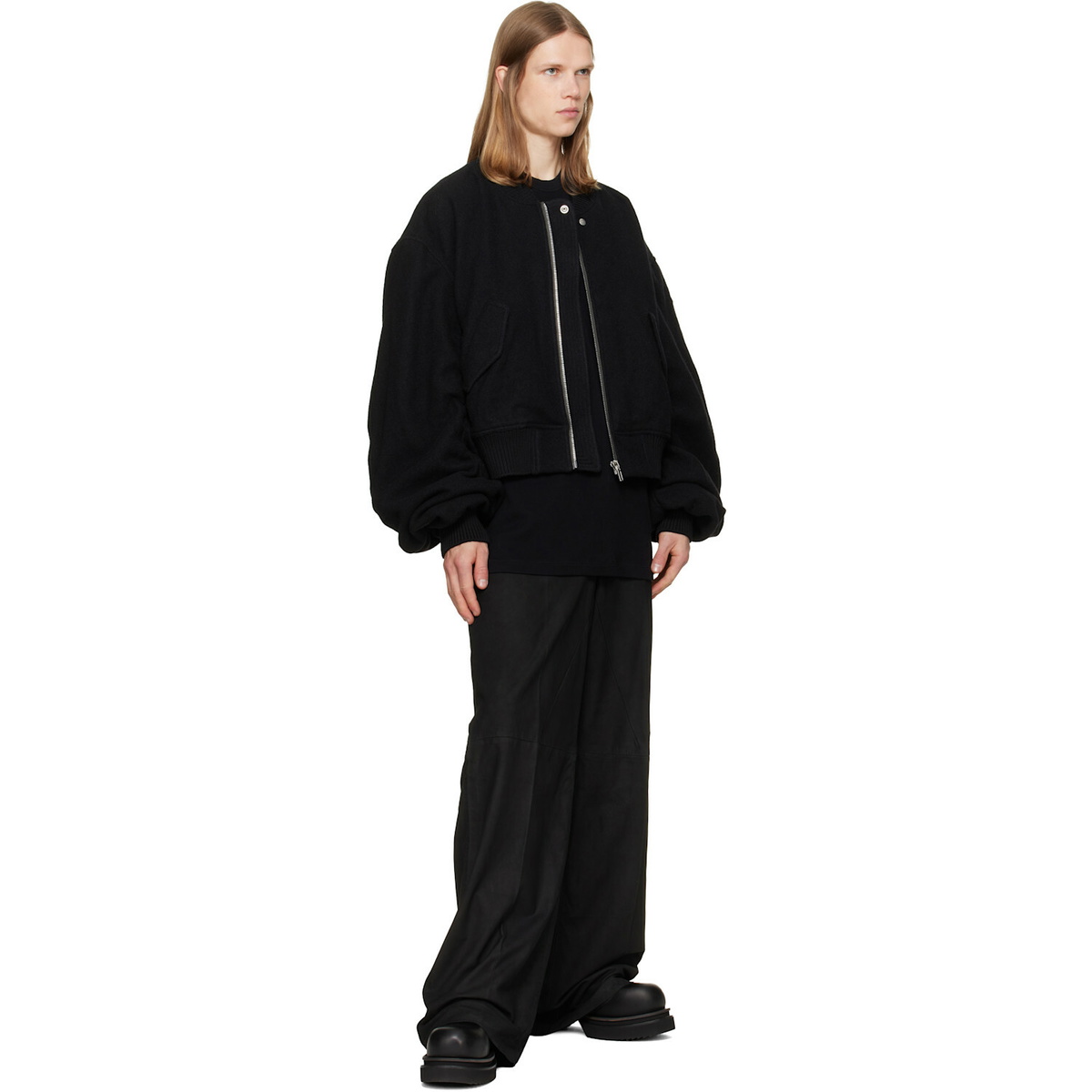Rick Owens Black Tower Secchia Flight Bomber Jacket