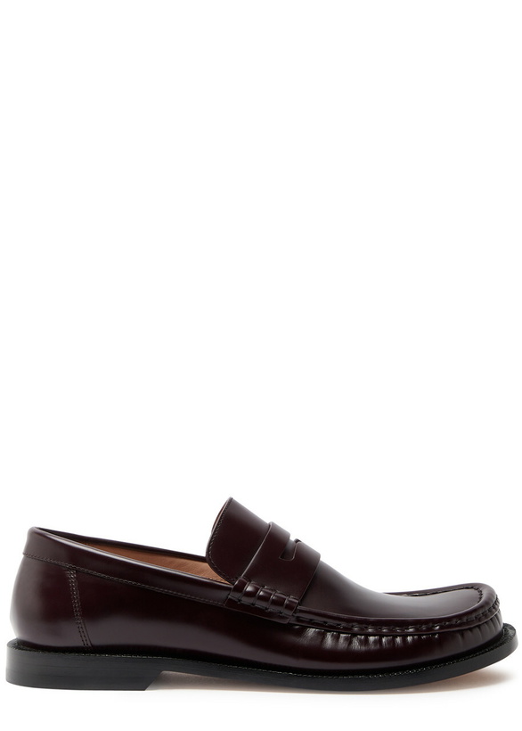 Photo: Loewe Campo Glossed Leather Loafers Burgundy