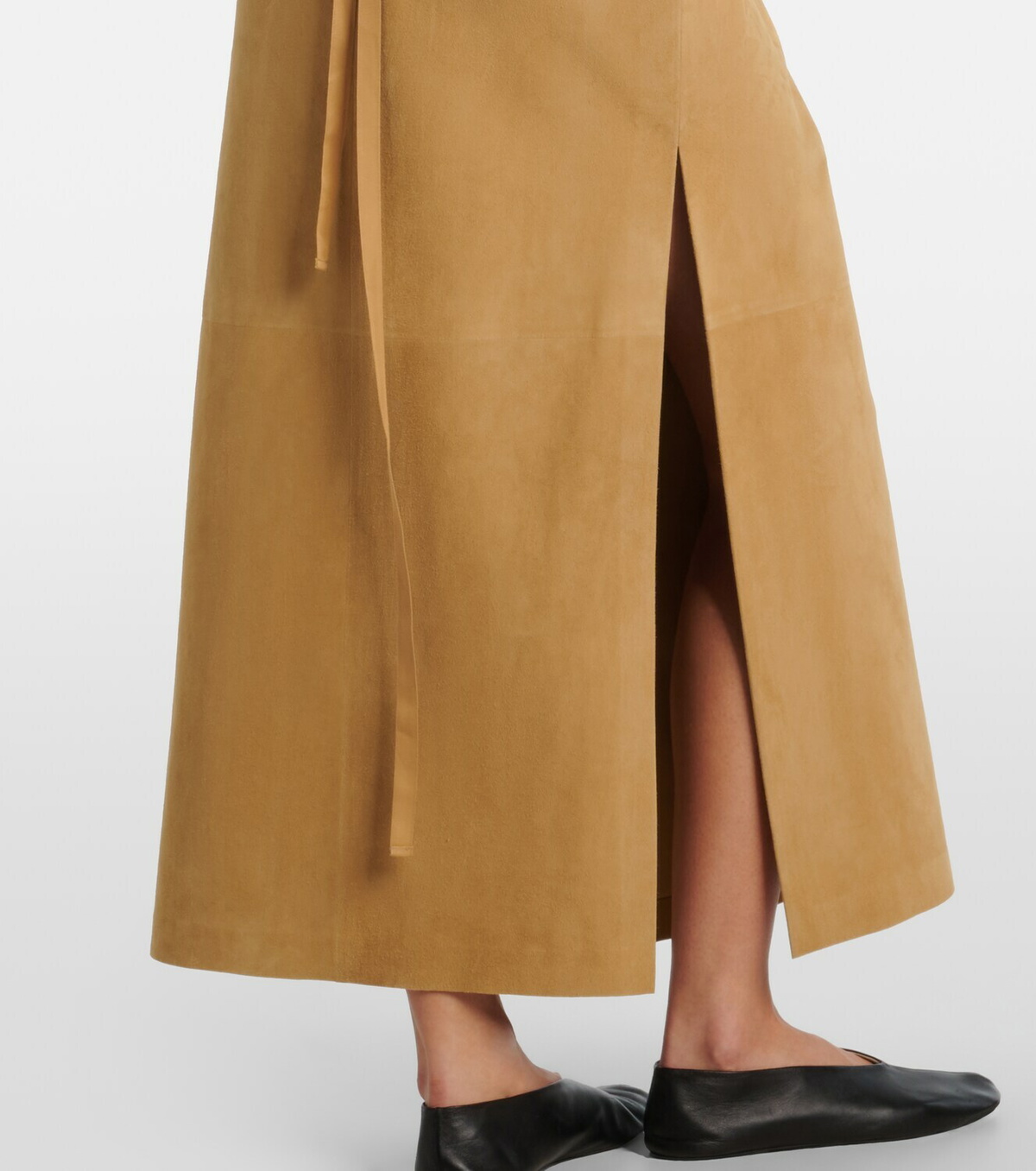 The Row Danas suede wrap skirt