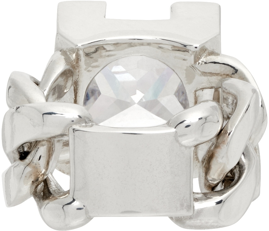 Bottega Veneta White & Silver Chain Ring