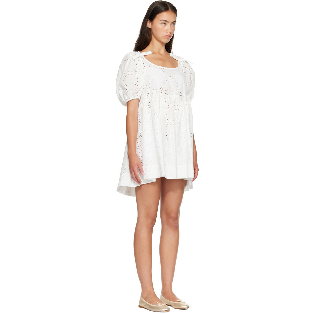 Sandy Liang White Hugo Midi Dress