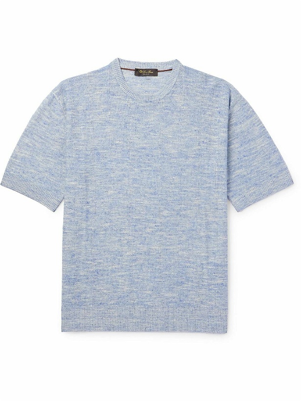 Photo: Loro Piana - Tori Ribbed Linen and Silk-Blend T-Shirt - Blue