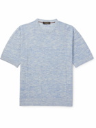 Loro Piana - Tori Ribbed Linen and Silk-Blend T-Shirt - Blue