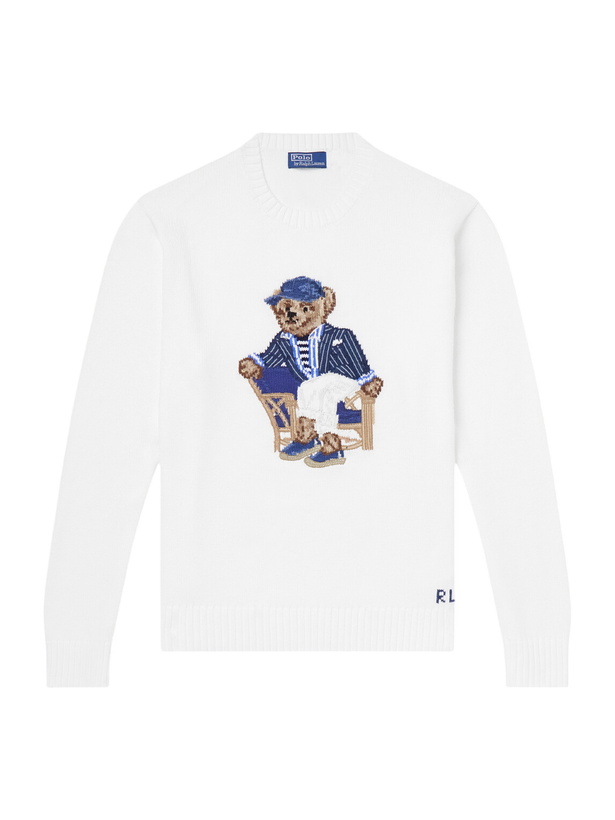 Photo: Polo Ralph Lauren - Polo Bear-Jacquard Cotton Sweater - White