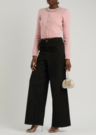 Self-portrait Crystal-embellished Wide-leg Jeans Black