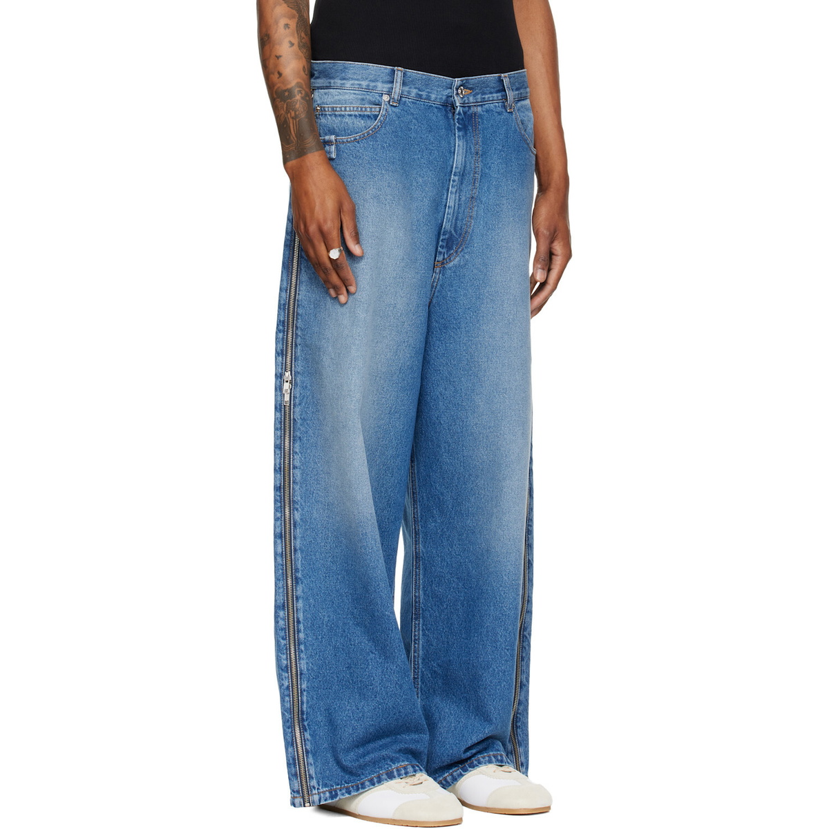 LU'U DAN Blue Side Zip Jeans