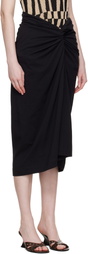 Dries Van Noten Black Knotted Jersey Midi Skirt