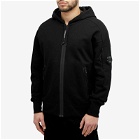 C.P. Company Men's Diagonal Raised Fleece Zipped Hoodie in Black