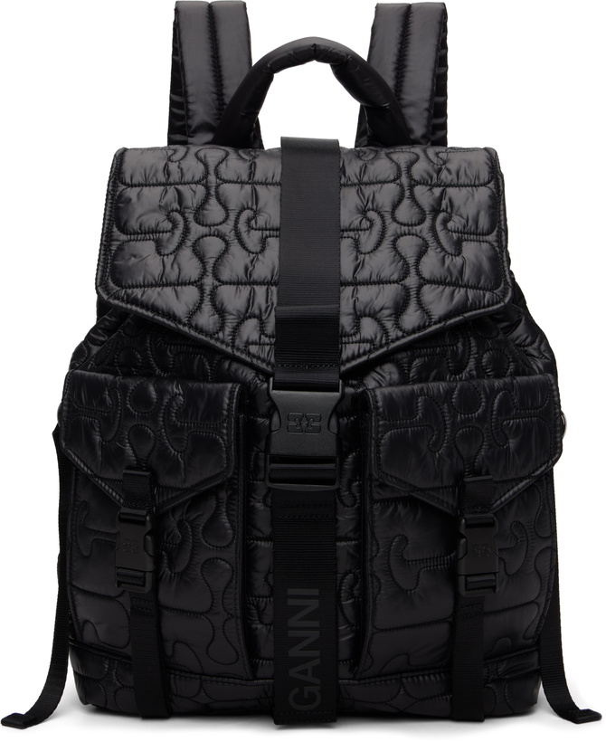 Photo: GANNI Black Quilted Re-Tech Backpack