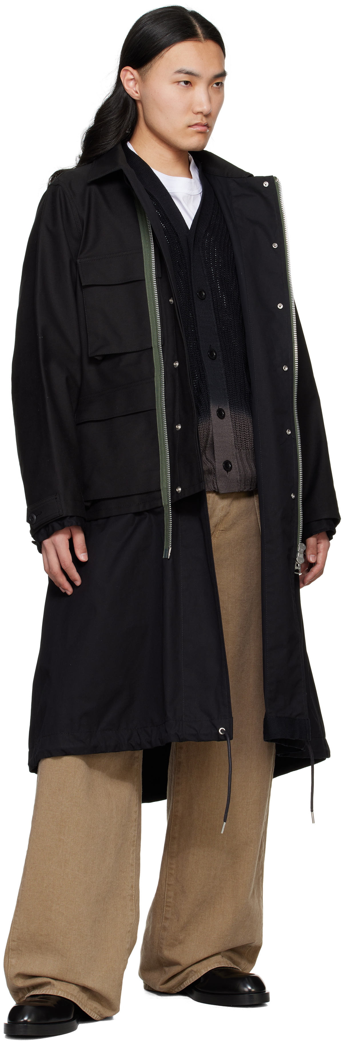 sacai Black WTAPS Edition Cotton Back Satin Coat Sacai